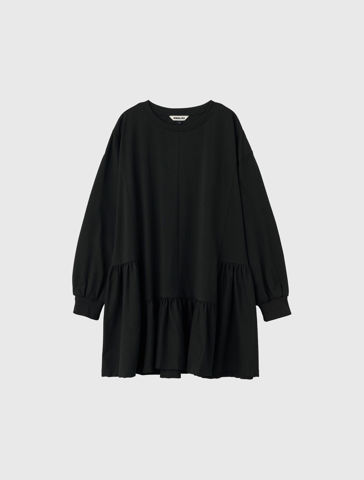 제너럴아이디어(GENERALIDEA) 루즈핏 러플 져지 원피스 [BLACK] / WBE3L15502