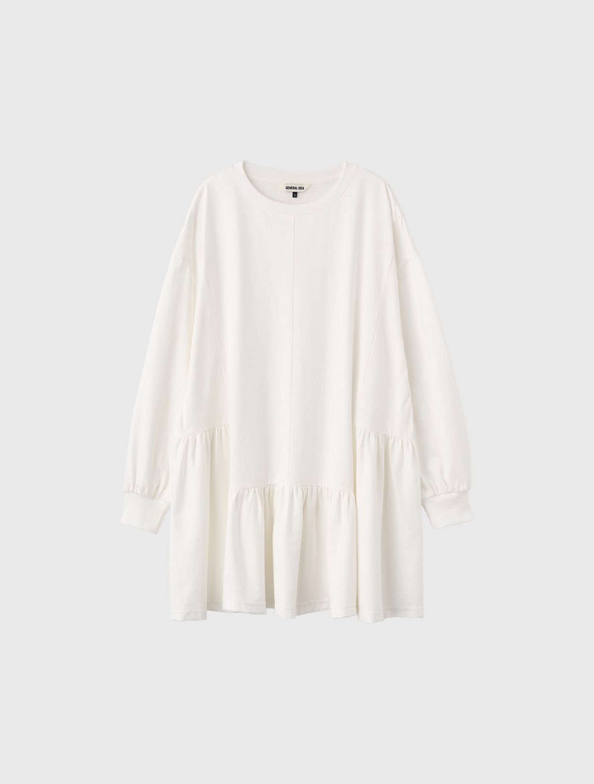 제너럴아이디어(GENERALIDEA) 루즈핏 러플 져지 원피스 [WHITE] / WBE3L15502