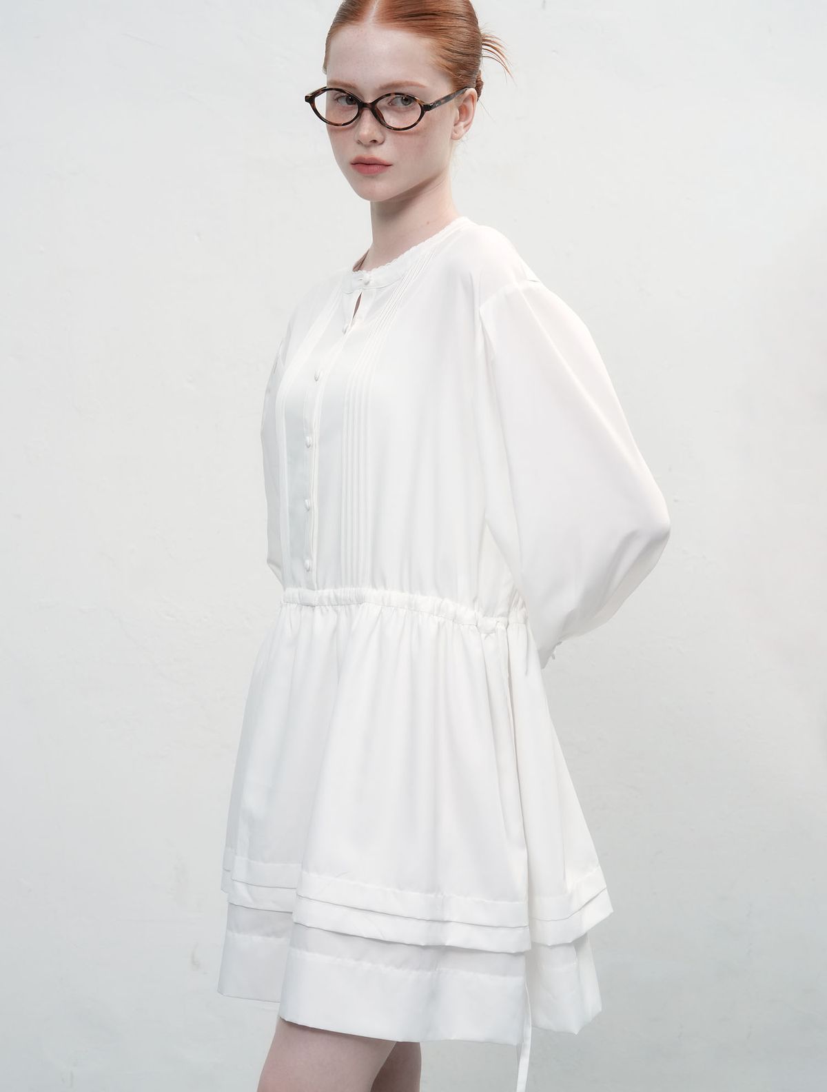 제너럴아이디어(GENERALIDEA) 더블 플레어 스트링 원피스 [WHITE] / WBE3L15503