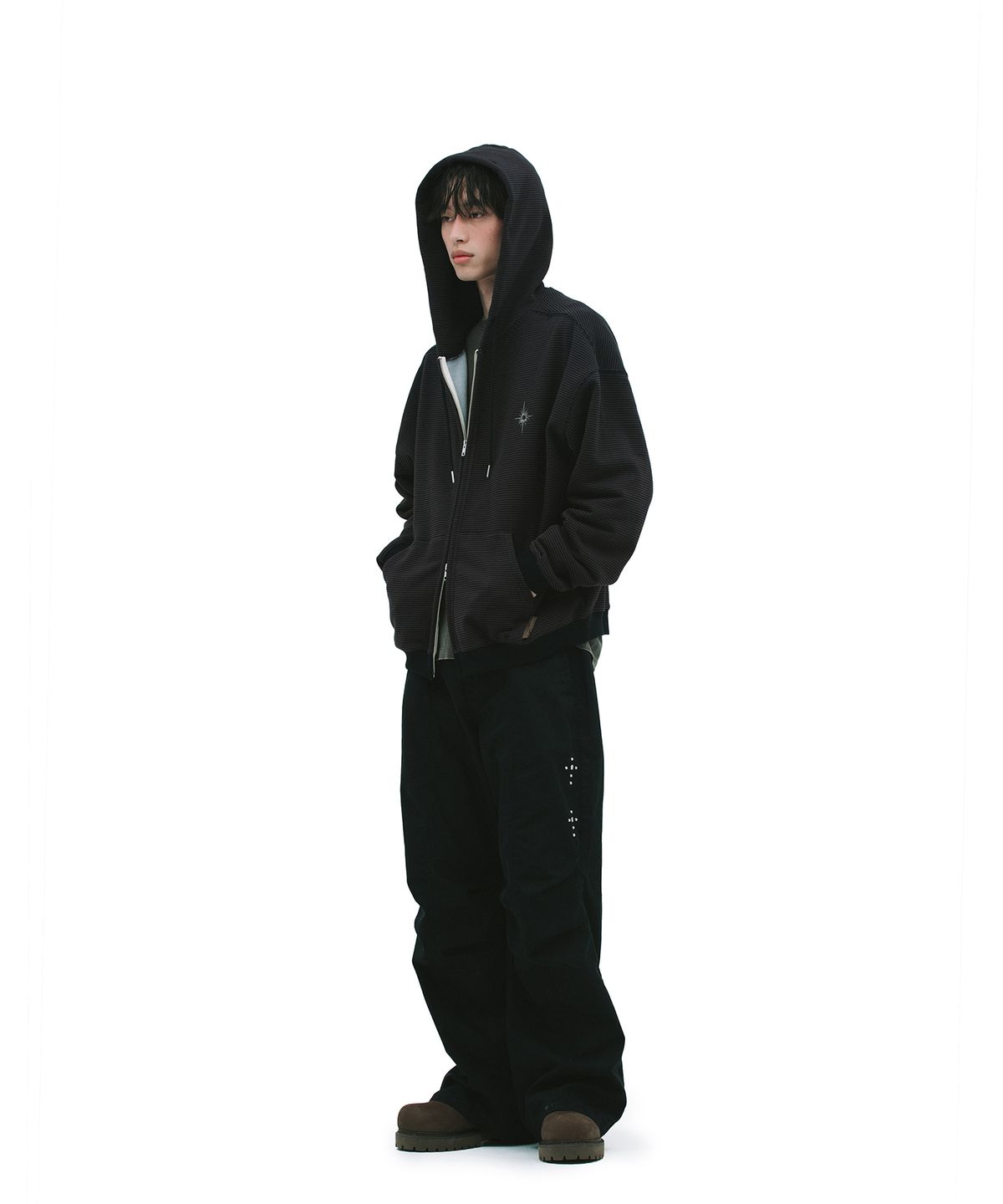 데프가먼츠(DEFGARMENTS) STRIPE HOOD ZIP UP [BROWN]