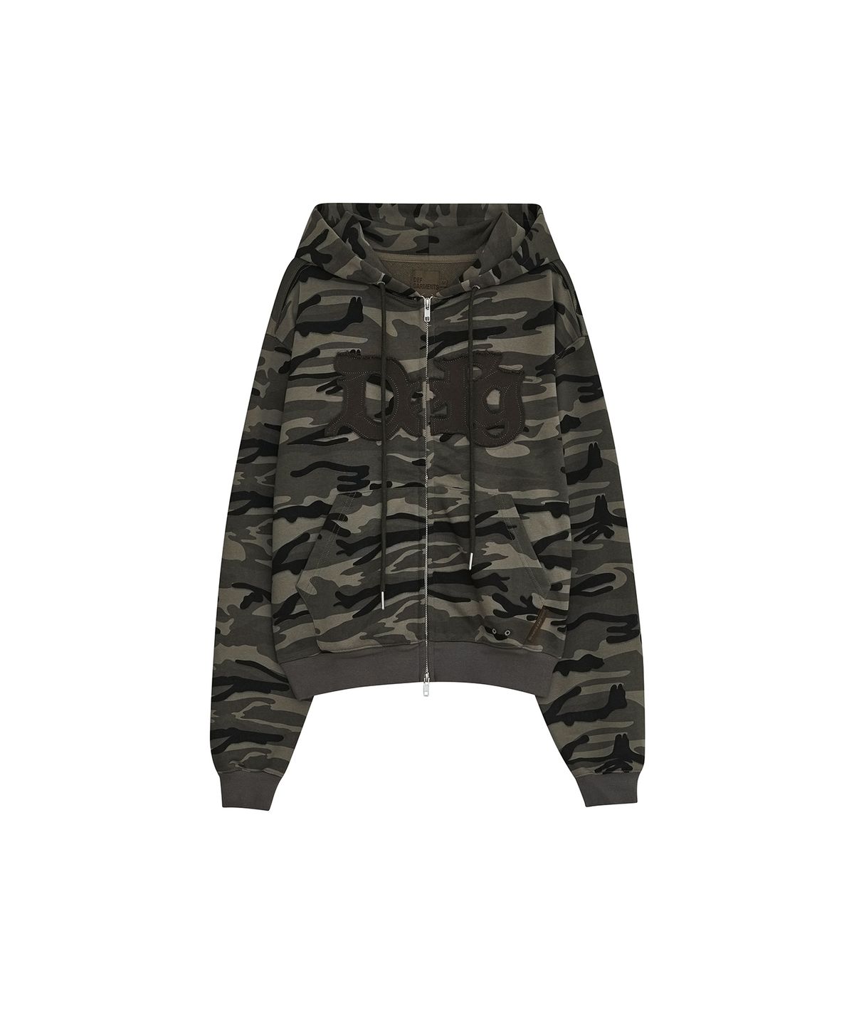 데프가먼츠(DEFGARMENTS) CAMO LOGO HOOD ZIP UP [KHAKI]