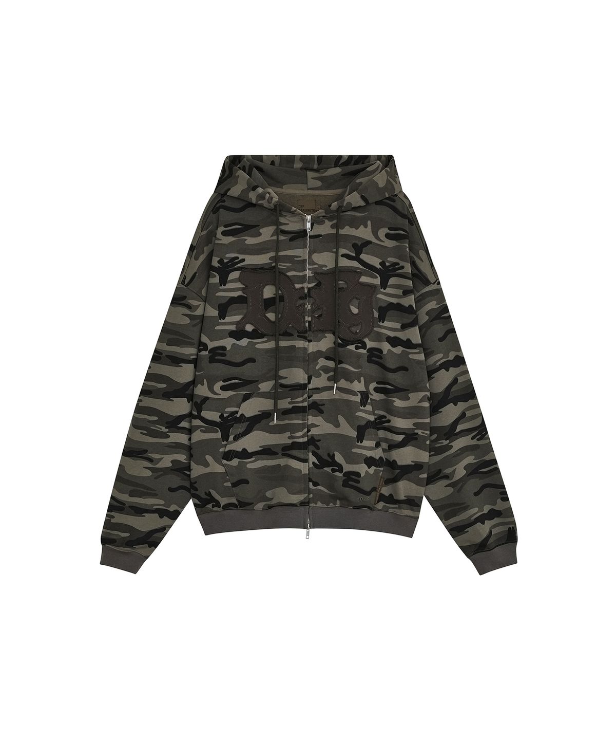 데프가먼츠(DEFGARMENTS) CAMO LOGO HOOD ZIP UP [KHAKI]