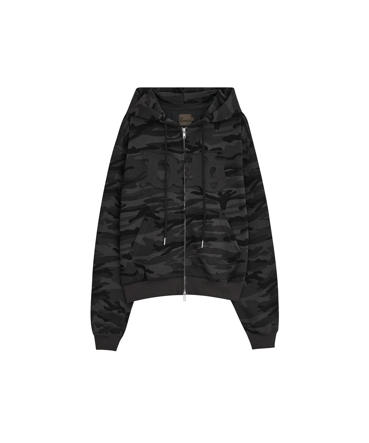데프가먼츠(DEFGARMENTS) CAMO LOGO HOOD ZIP UP [BLACK]