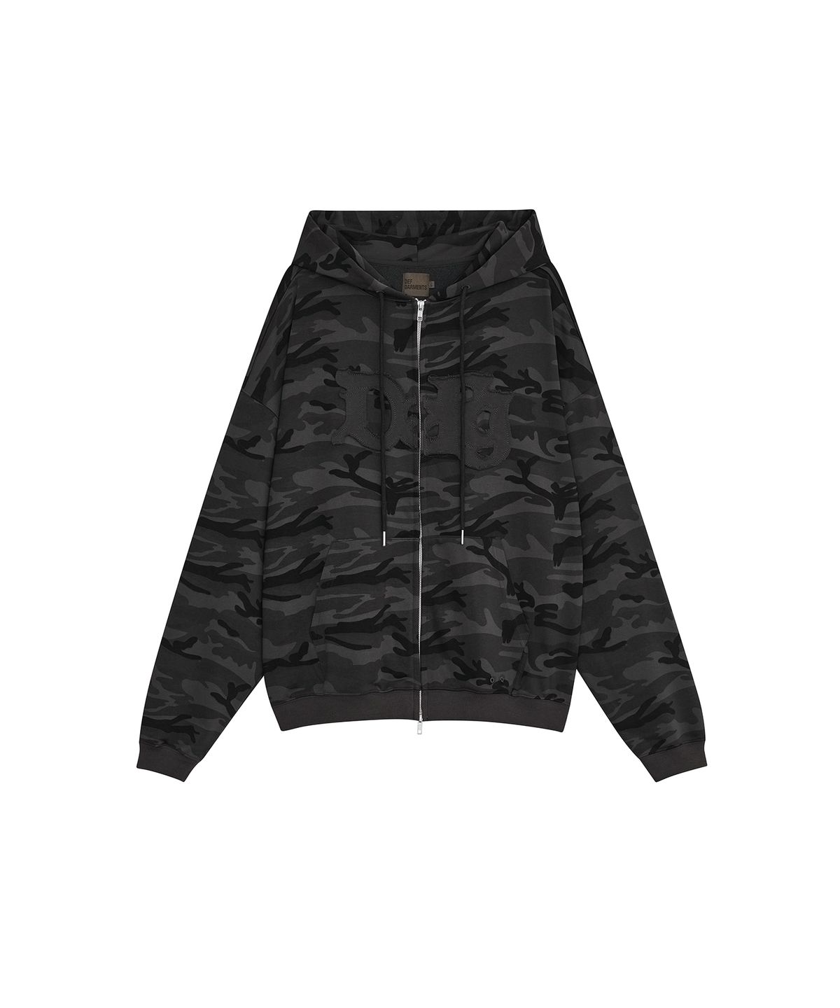 데프가먼츠(DEFGARMENTS) CAMO LOGO HOOD ZIP UP [BLACK]