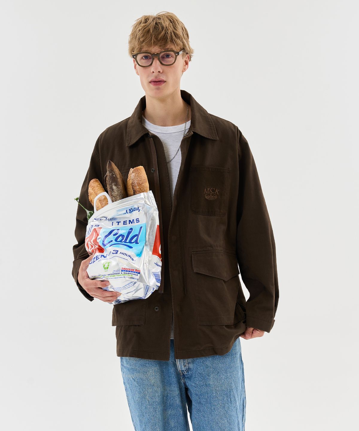 에이카화이트(AECA) AECA 2TONE WASHED FIELD JACKET-BROWN