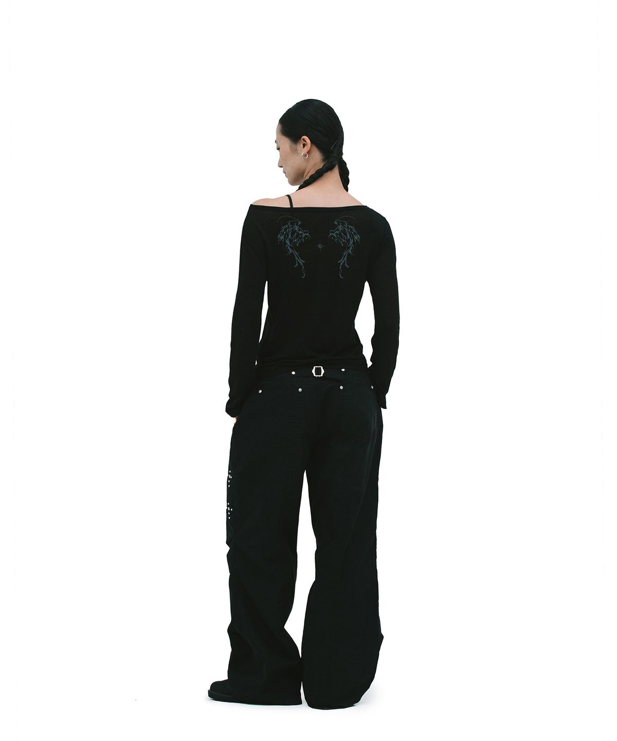 데프가먼츠(DEFGARMENTS) STUD PARACHUTE PANTS [BLACK]