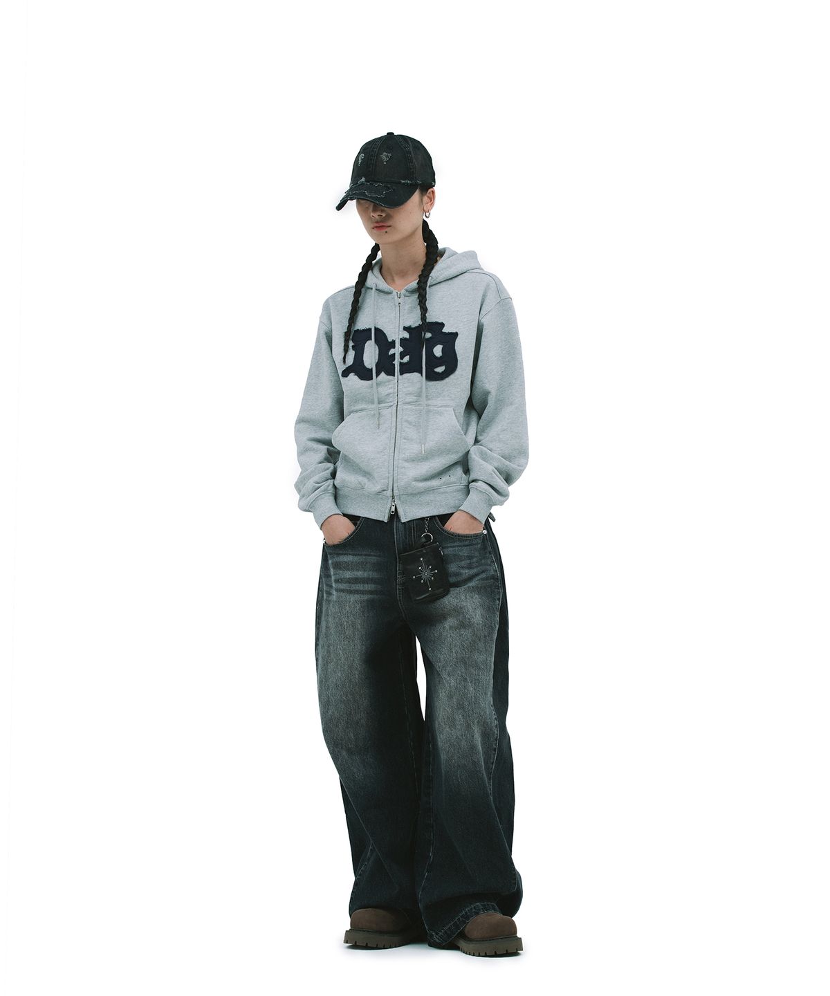 데프가먼츠(DEFGARMENTS) CAT BLUSH WIDE PANTS [BLACK DENIM]