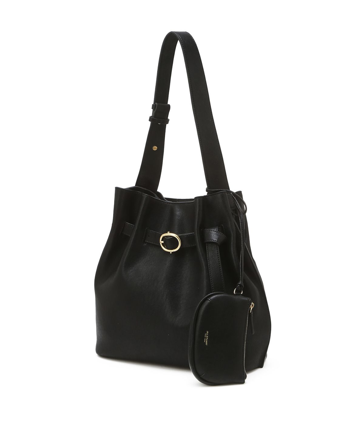 질스튜어트액세서리(JILLSTUART ACC) [BRETT] 브렛 블랙 가죽 버클 디테일 숄더백 L (14인치노트북수납가능)