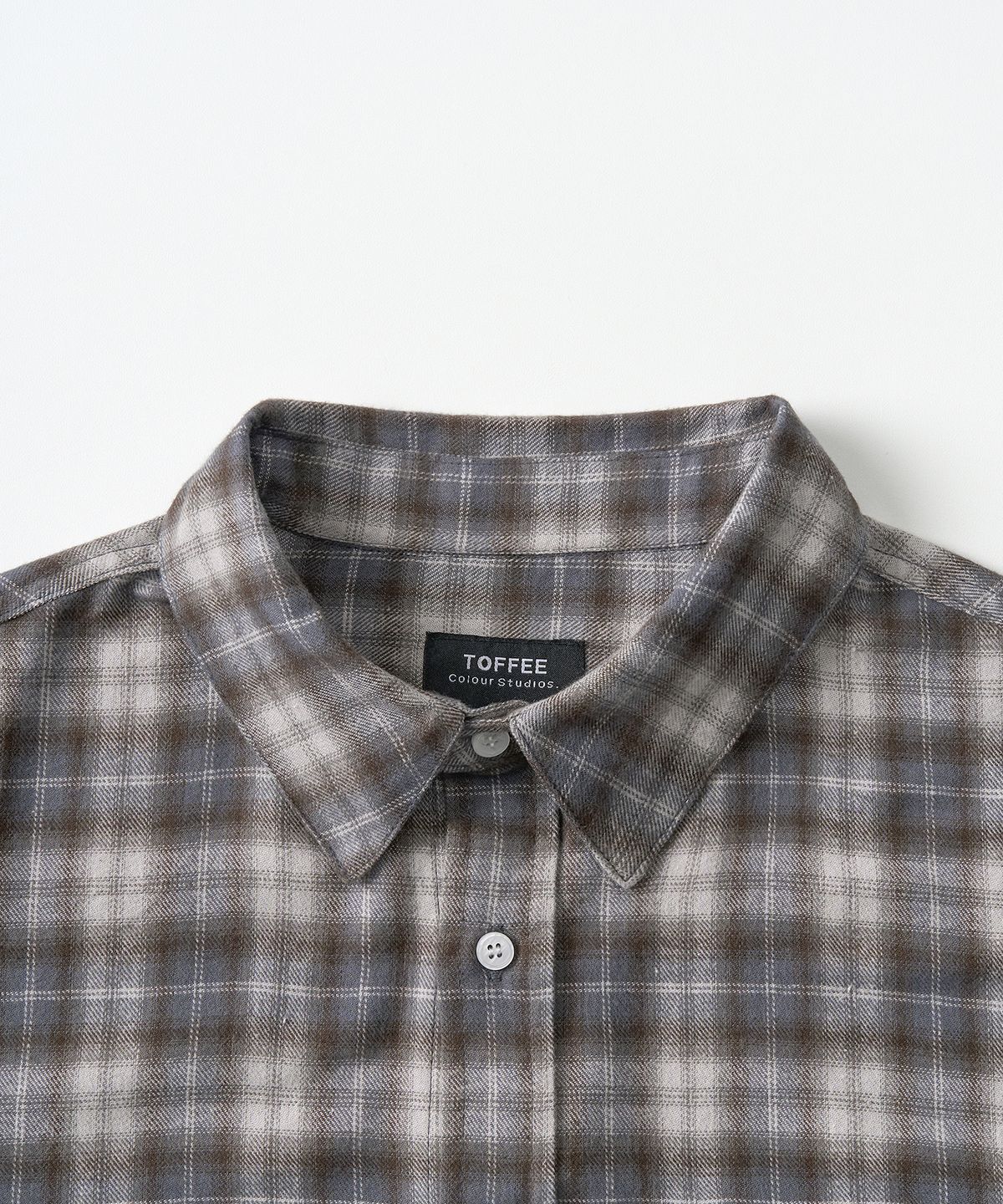 토피(TOFFEE) 옴브레 체크 셔츠 (GREYISH BLUE)