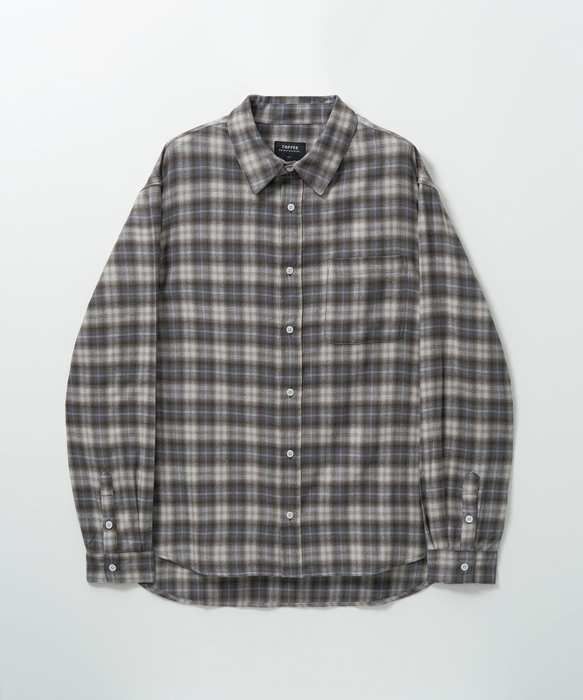 토피(TOFFEE) 옴브레 체크 셔츠 (GREYISH BLUE)