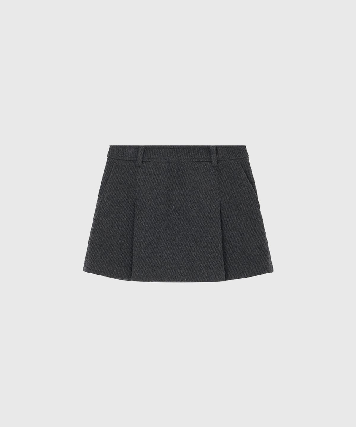 룩캐스트(LOOKAST) 카리나 울 플리츠 스커트_차콜 / KARINA WOOL PLEATS SKIRT_CHARCOAL