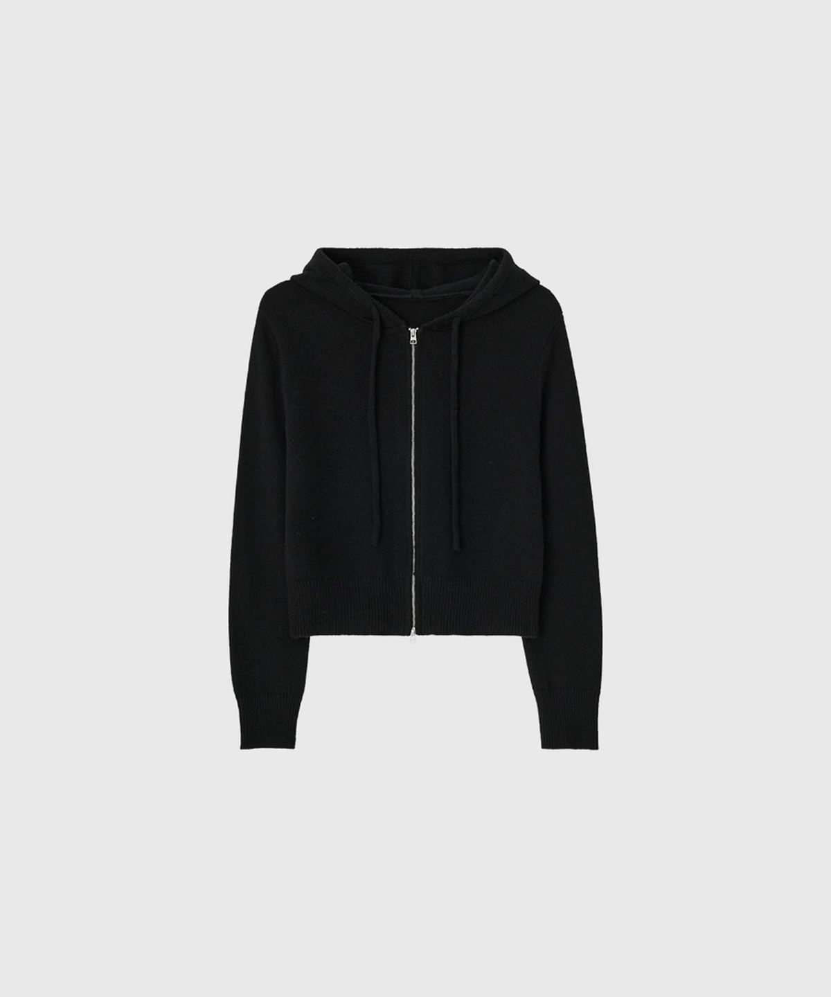 룩캐스트(LOOKAST) 플레인 울 후디 집업 니트_블랙 / PLAIN WOOL HOODIE ZIP UP KNIT_BLACK