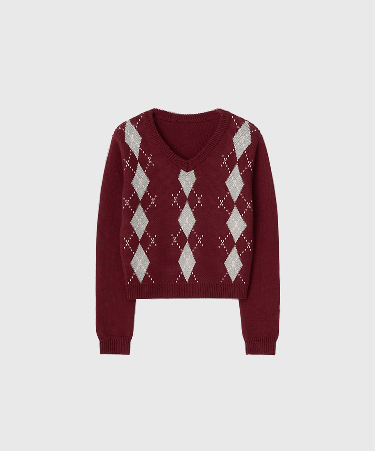 룩캐스트(LOOKAST) 그레이스 울 아가일 니트_버건디 / GRACE WOOL ARGYLLE KNIT_BURGUNDY