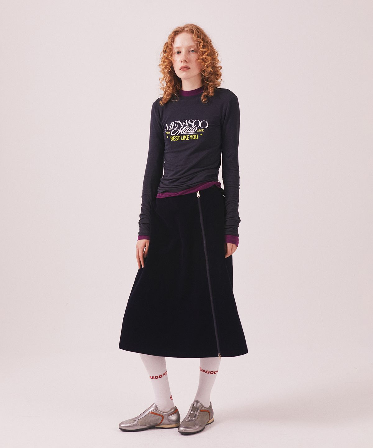 미나수(MENASOO) Menasoo Made Corduroy Two Way Long Skirt_Navy