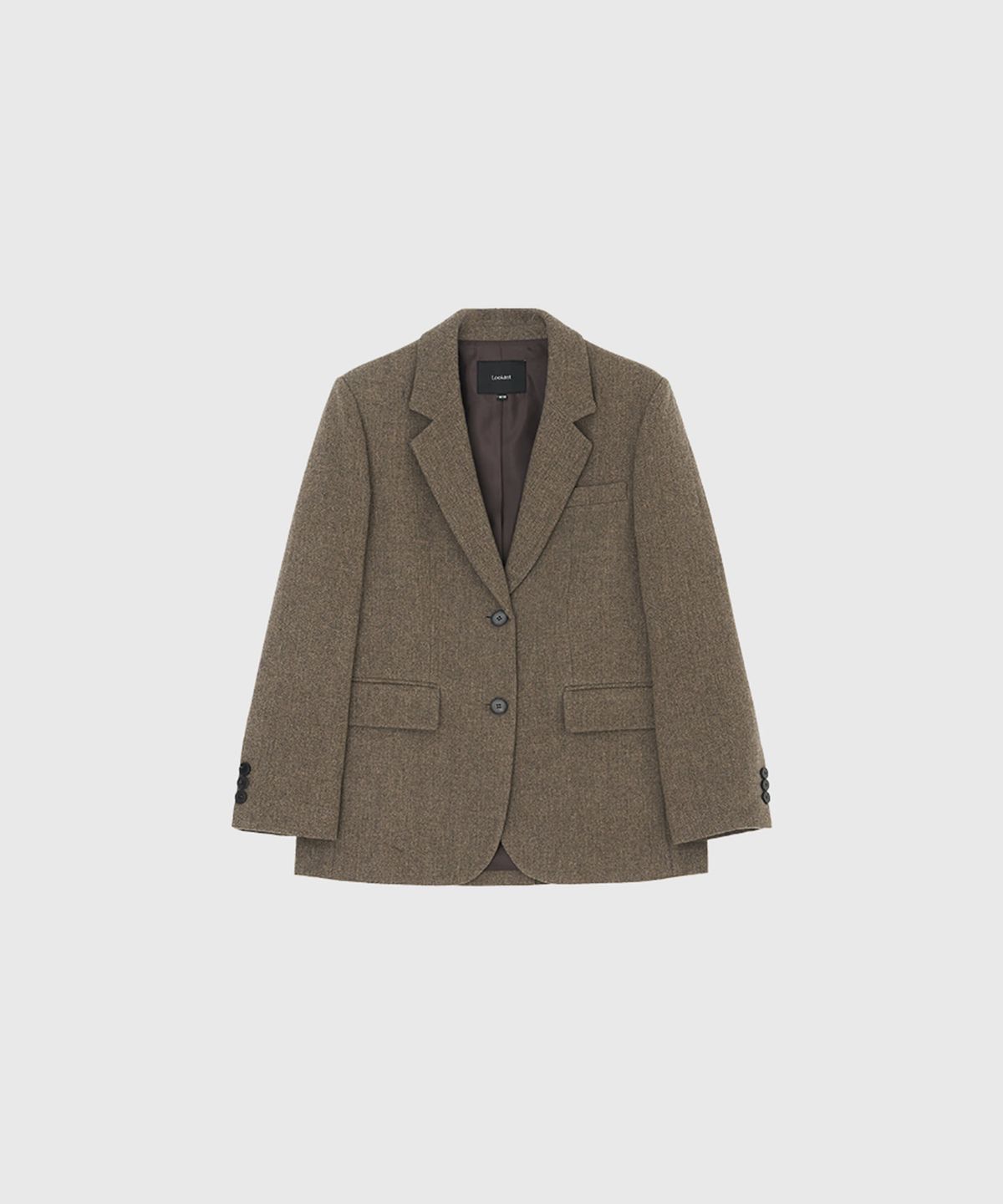 룩캐스트(LOOKAST) 소이 울 싱글 자켓_브라운 헤링본 / SOY WOOL SINGLE JACKET_BROWN HERRINGBONE