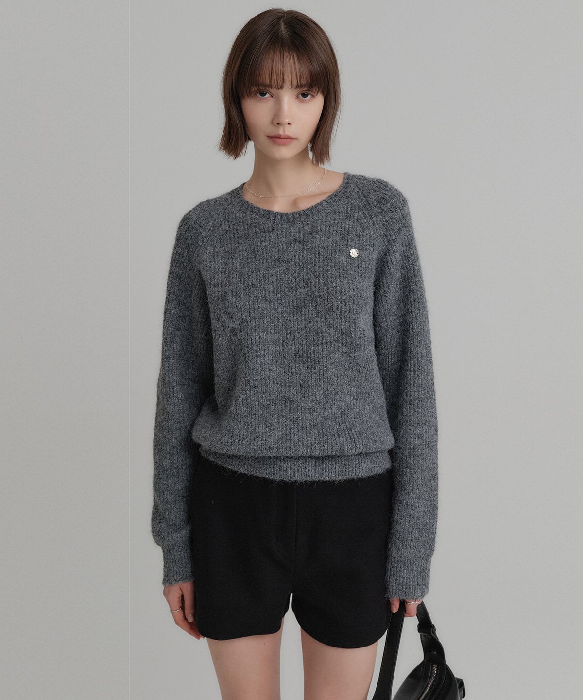룩캐스트(LOOKAST) 벨라 울 라운드 니트_그레이 / BELLA WOOL ROUND KNIT_GREY