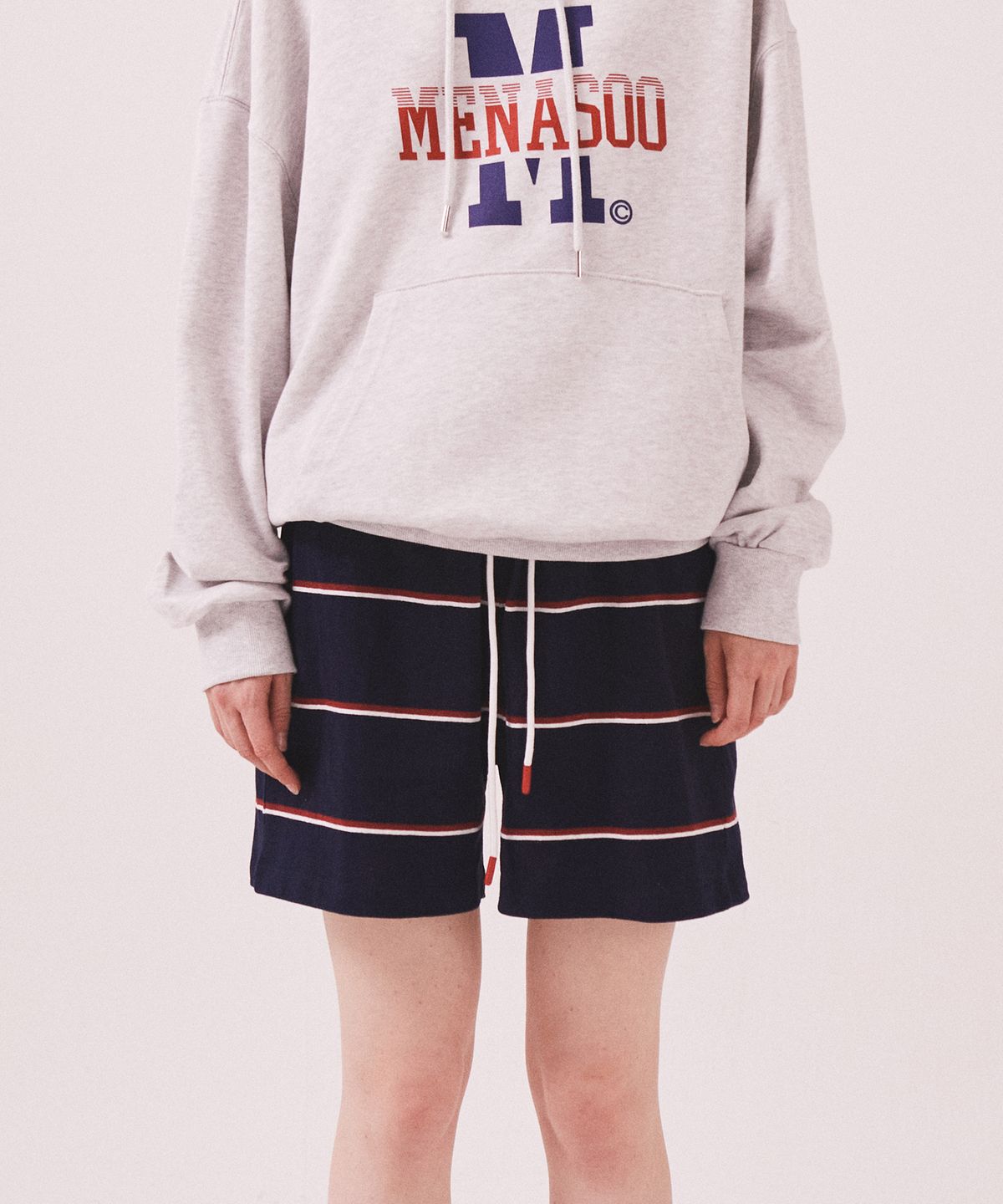 미나수(MENASOO) MNS Striped Cotton Half Pants_Navy