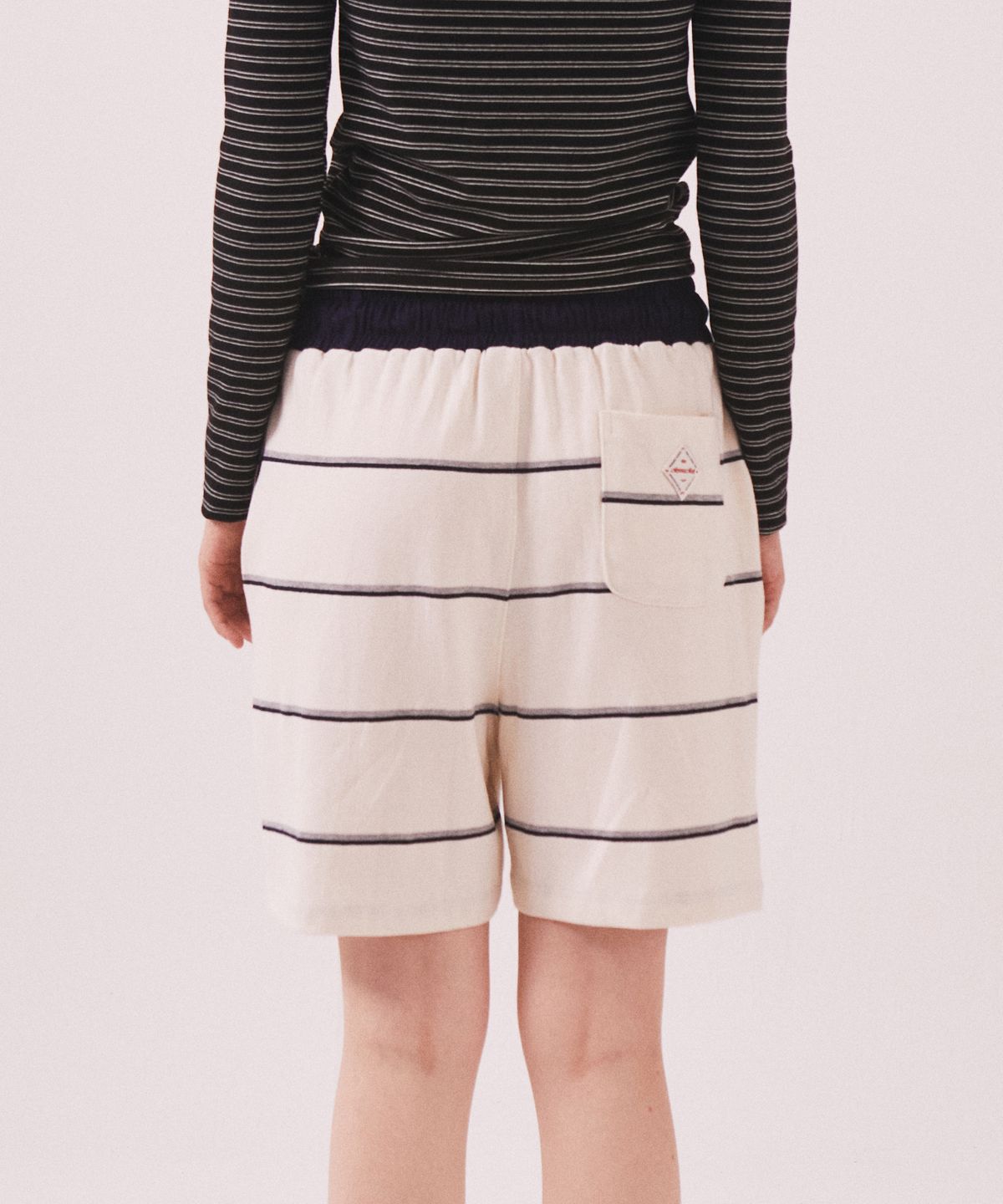 미나수(MENASOO) MNS Striped Cotton Half Pants_Ivory