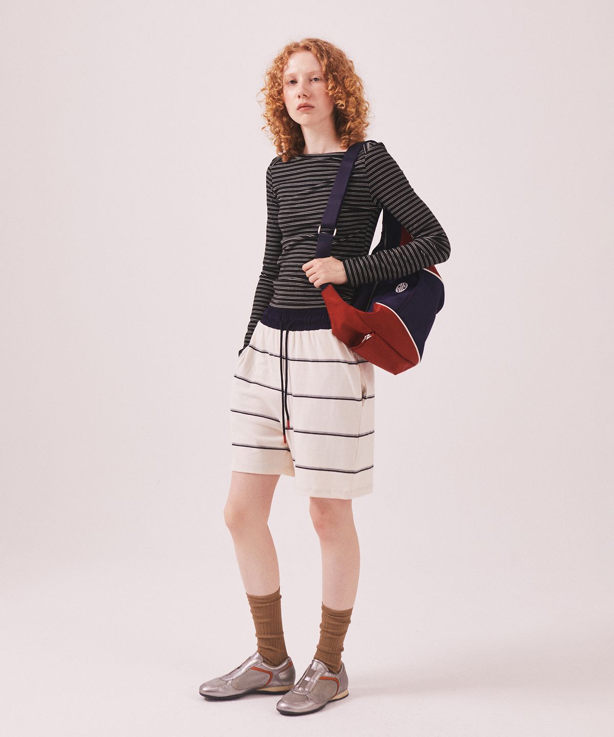 미나수(MENASOO) MNS Striped Cotton Half Pants_Ivory