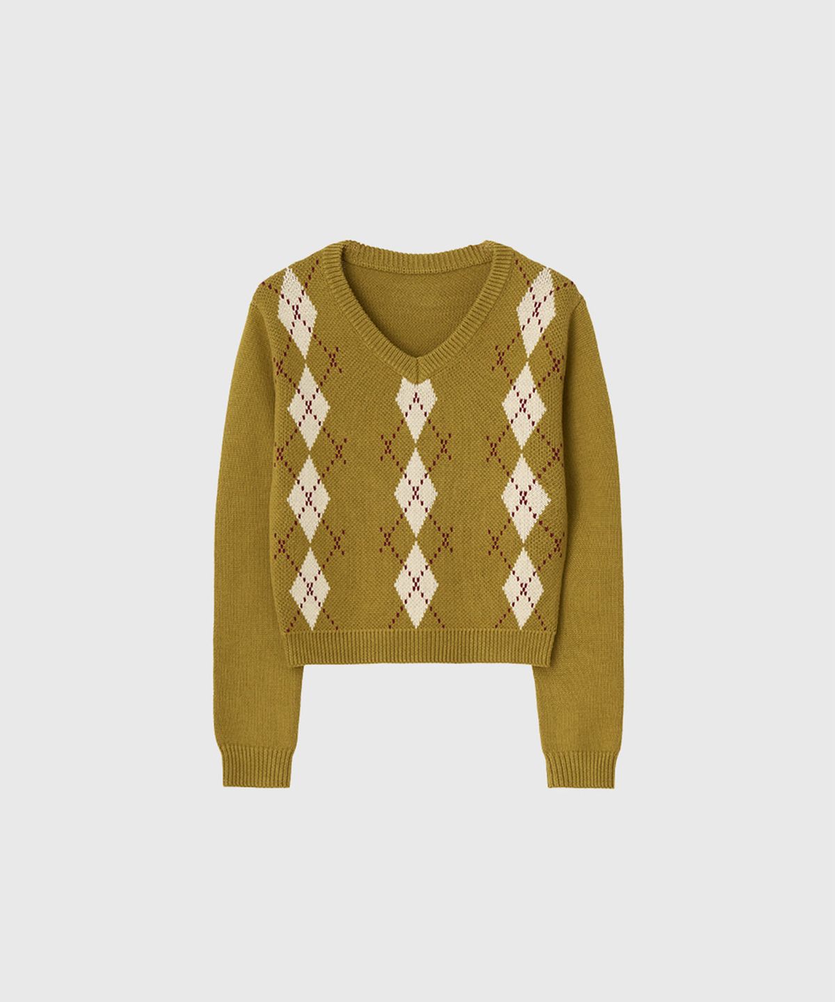 룩캐스트(LOOKAST) 그레이스 울 아가일 니트_올리브 / GRACE WOOL ARGYLLE KNIT_OLIVE