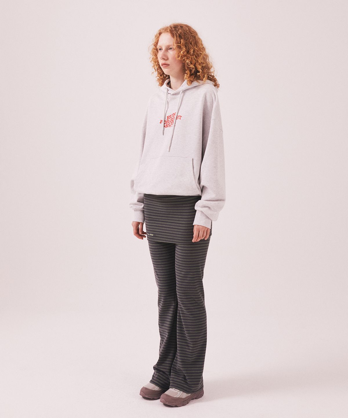 미나수(MENASOO) For Rest Run Basic Hoodie_White Melange