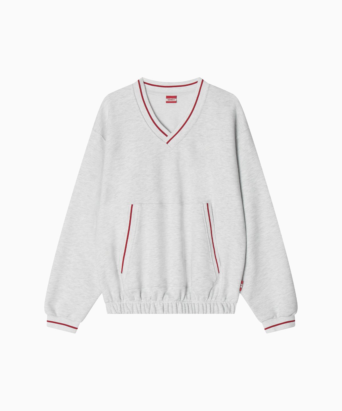 미나수(MENASOO) MNS Hard Cotton Vneck Sweatshirt_White Melange