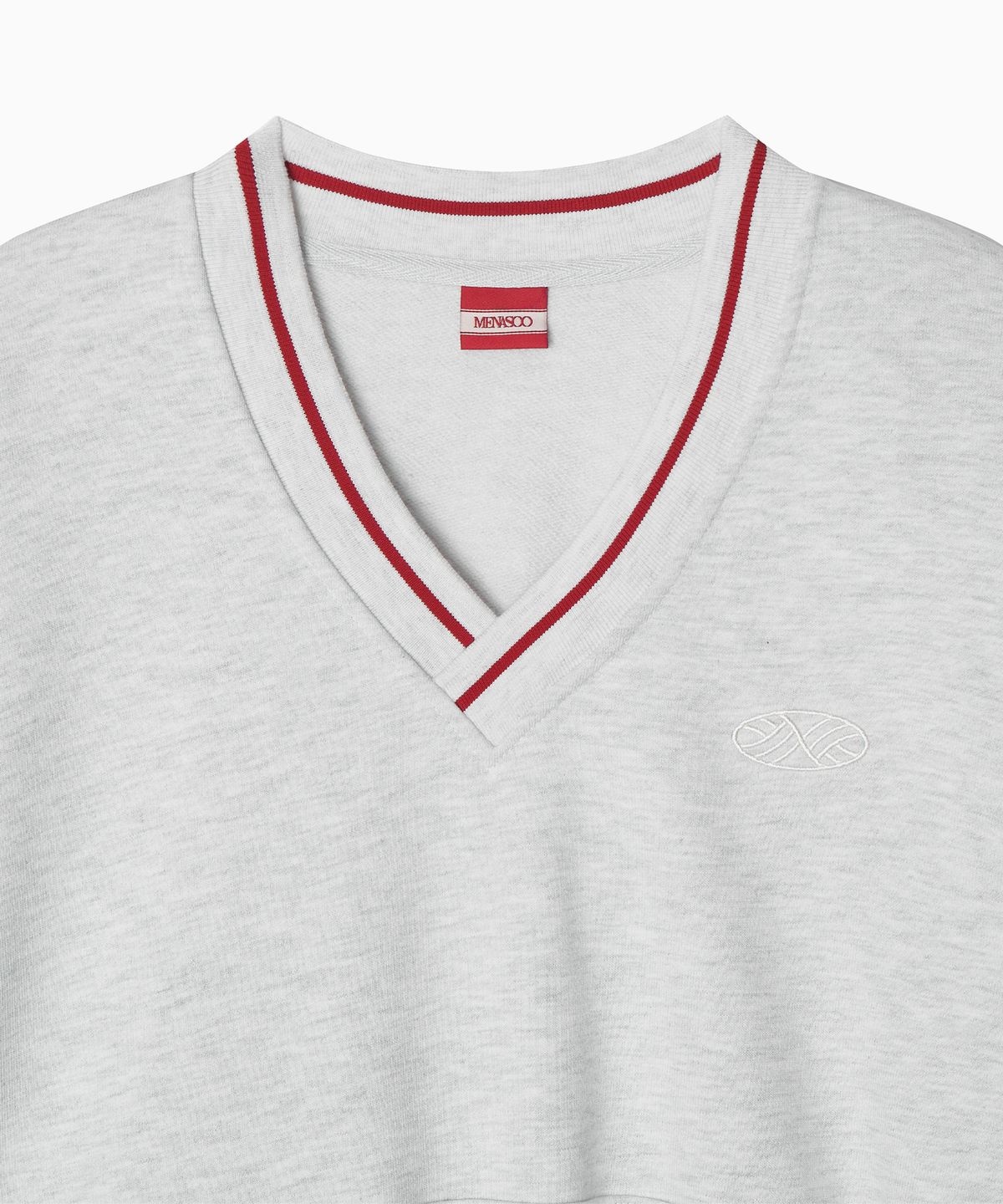 미나수(MENASOO) MNS Hard Cotton Vneck Sweatshirt_White Melange