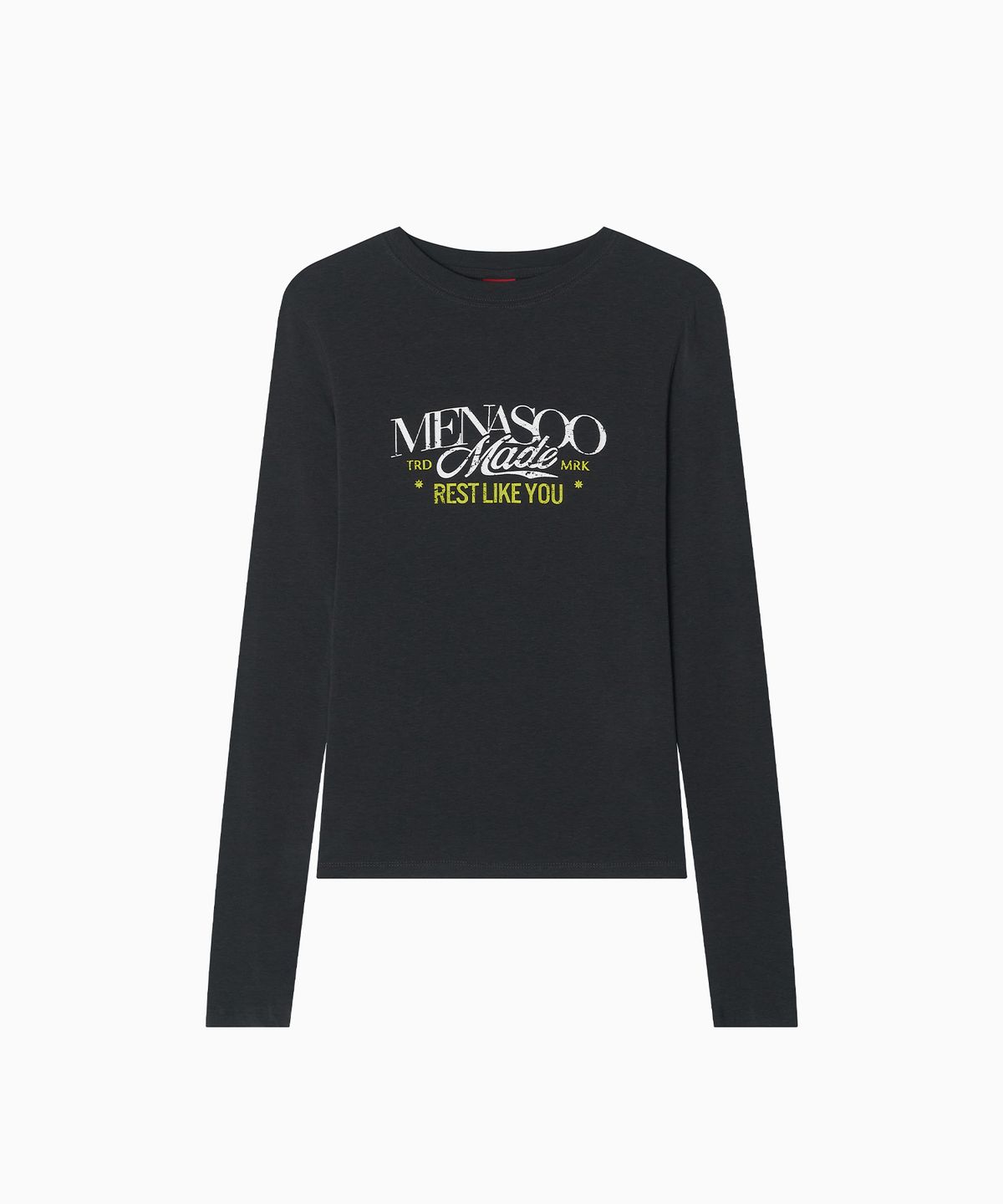 미나수(MENASOO) MNS Soft Fitted Long T Shirt_Charcoal
