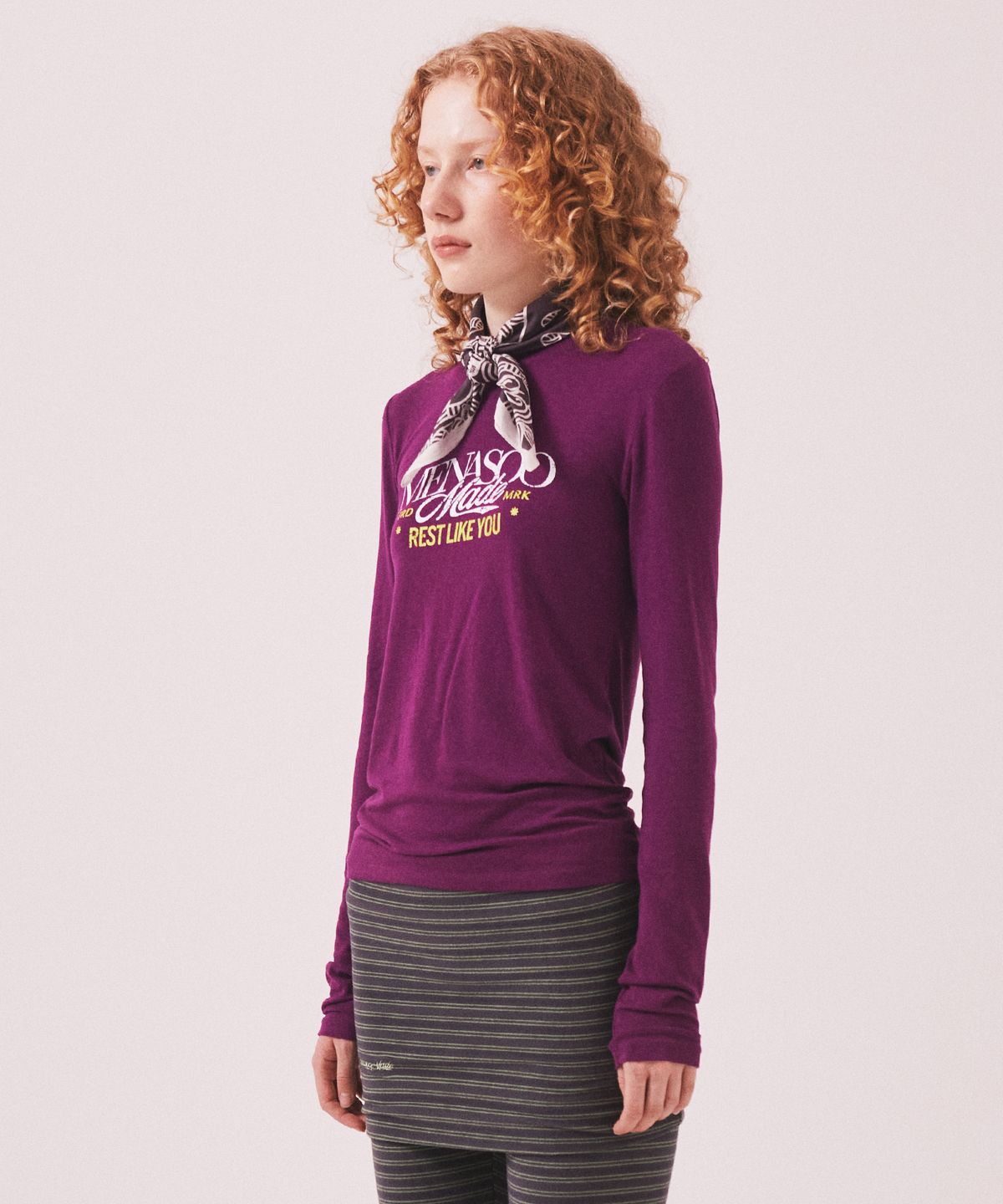 미나수(MENASOO) MNS Soft Fitted Long T Shirt_Purple