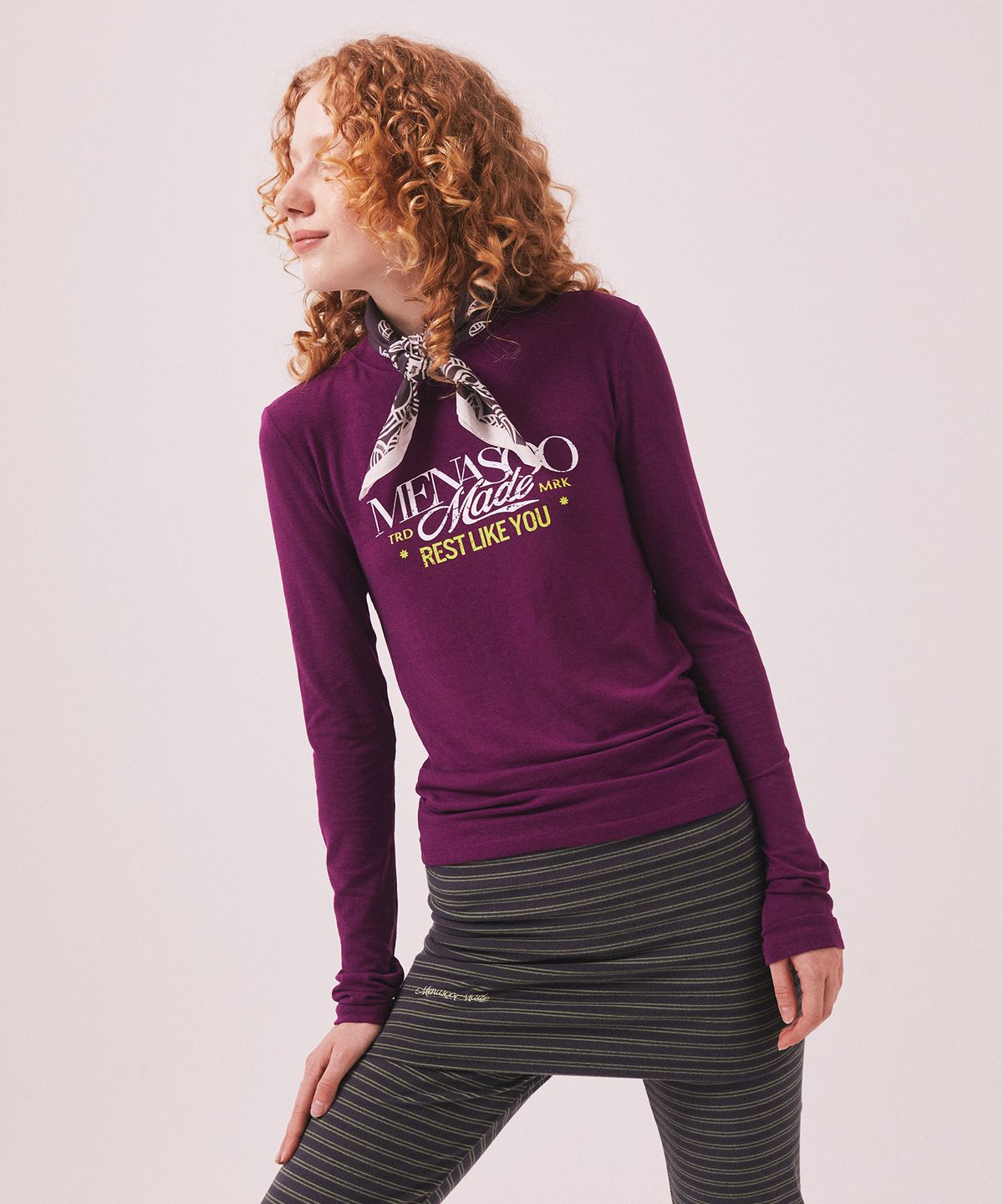 미나수(MENASOO) MNS Soft Fitted Long T Shirt_Purple