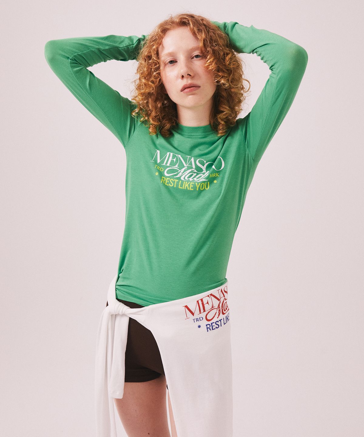 미나수(MENASOO) MNS Soft Fitted Long T Shirt_Green