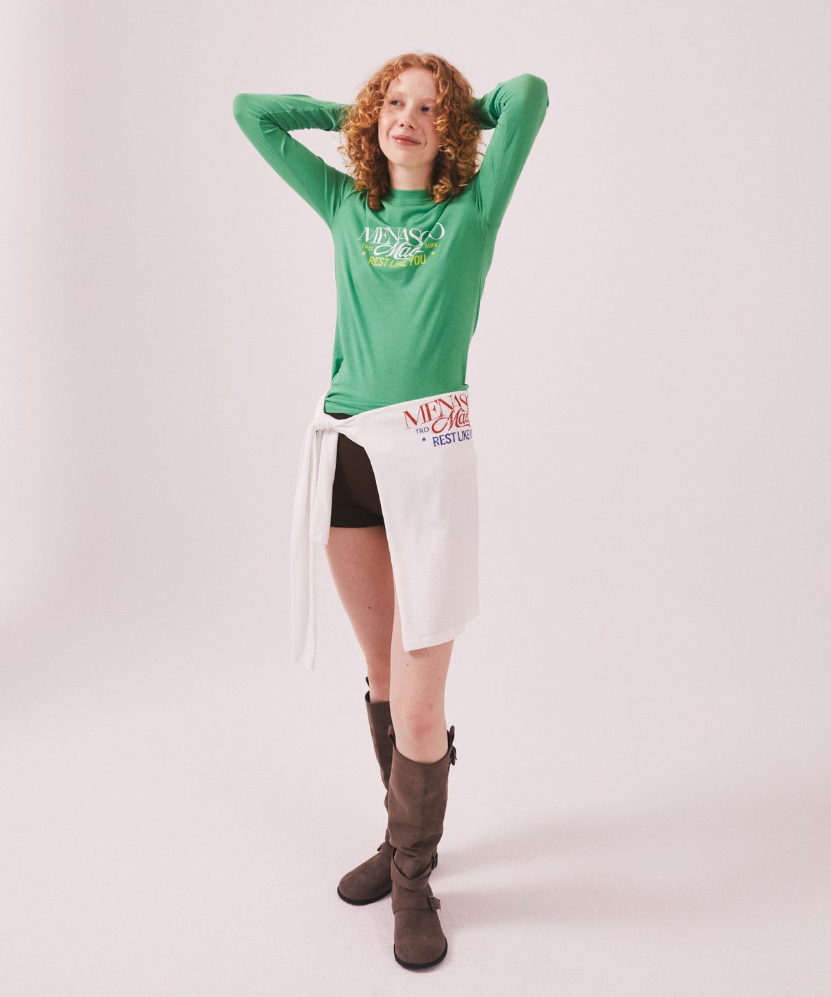 미나수(MENASOO) MNS Soft Fitted Long T Shirt_Green