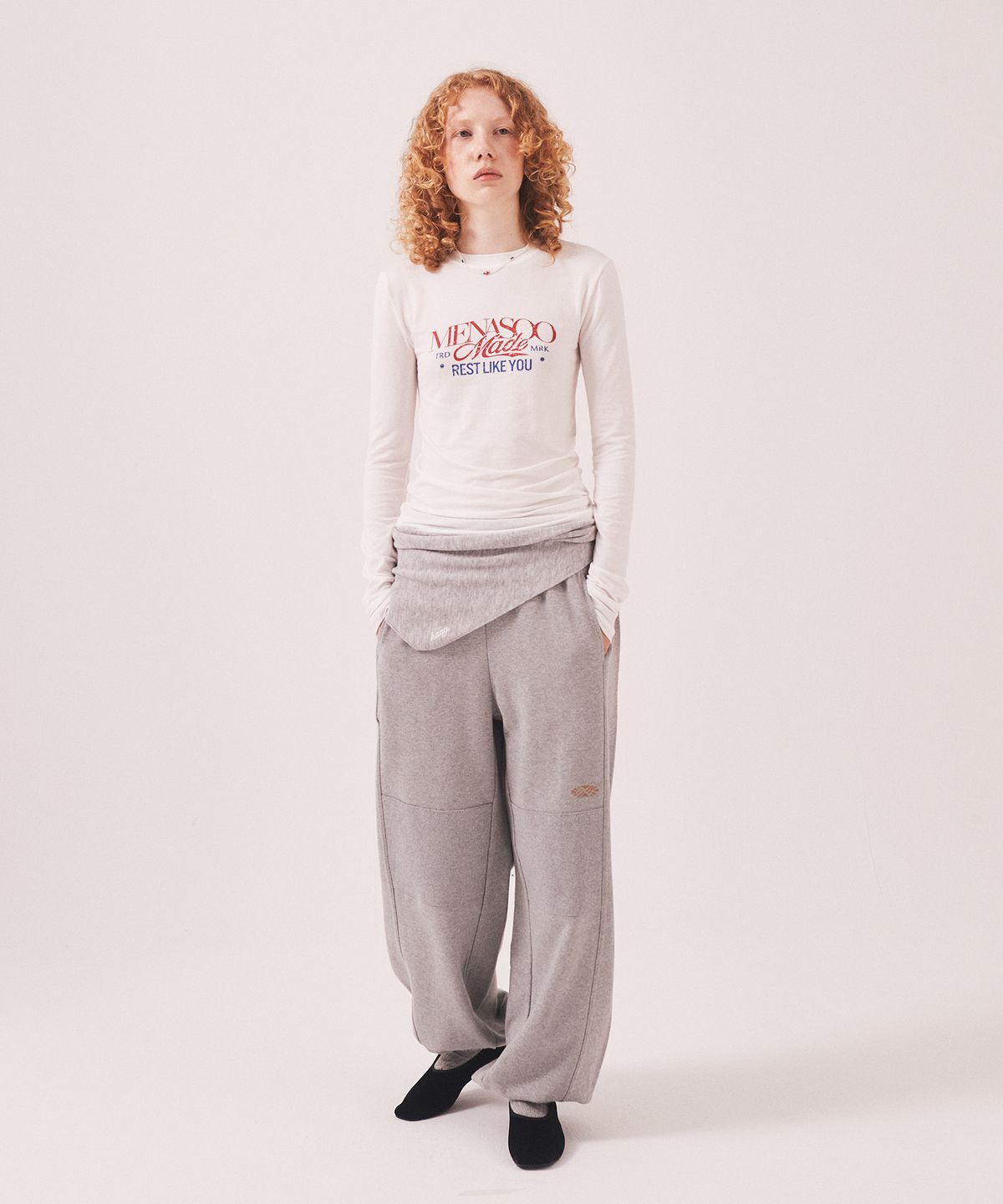 미나수(MENASOO) MNS Soft Fitted Long T Shirt_White