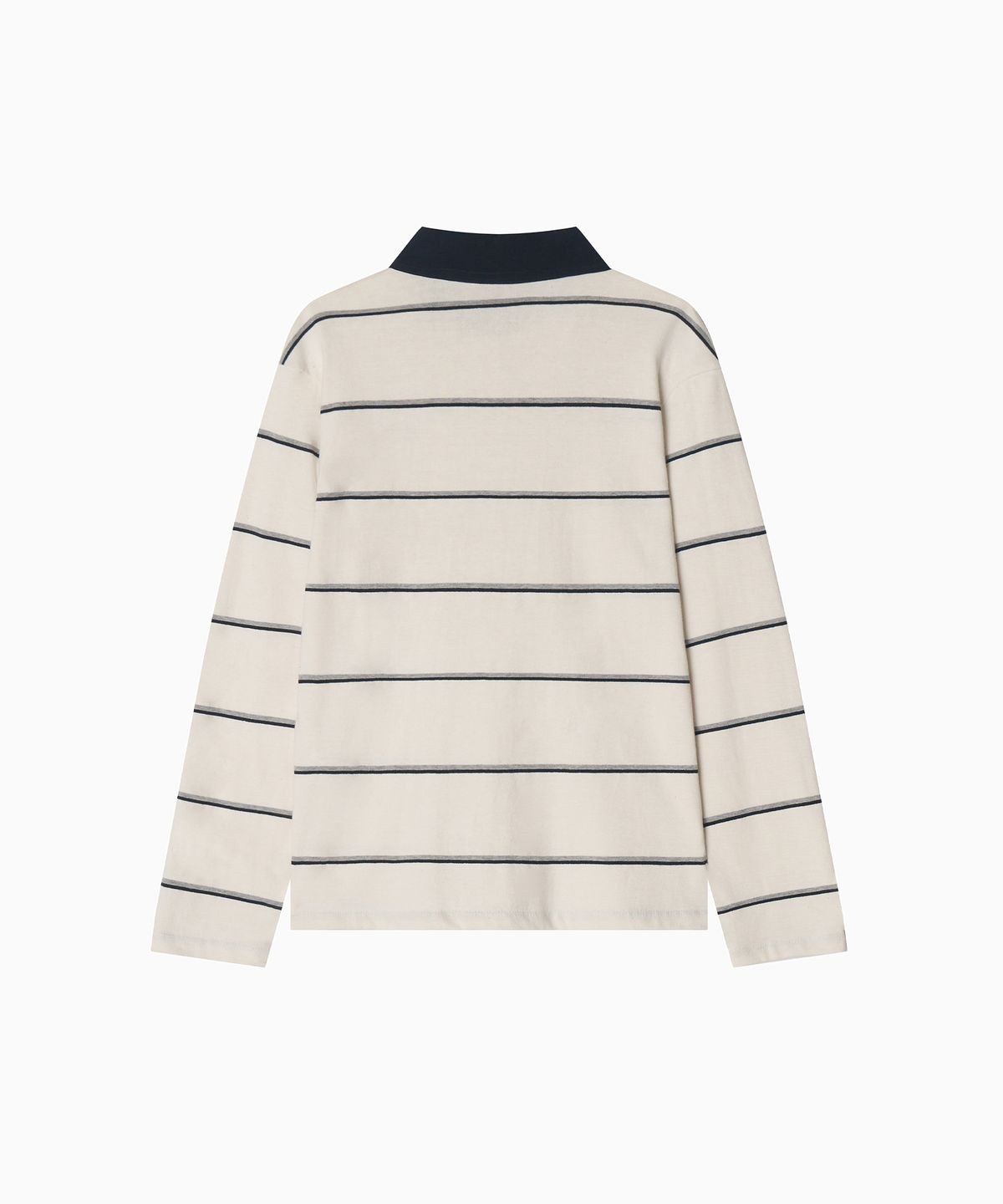 미나수(MENASOO) MNS Striped Cotton Collar T Shirt_Ivory