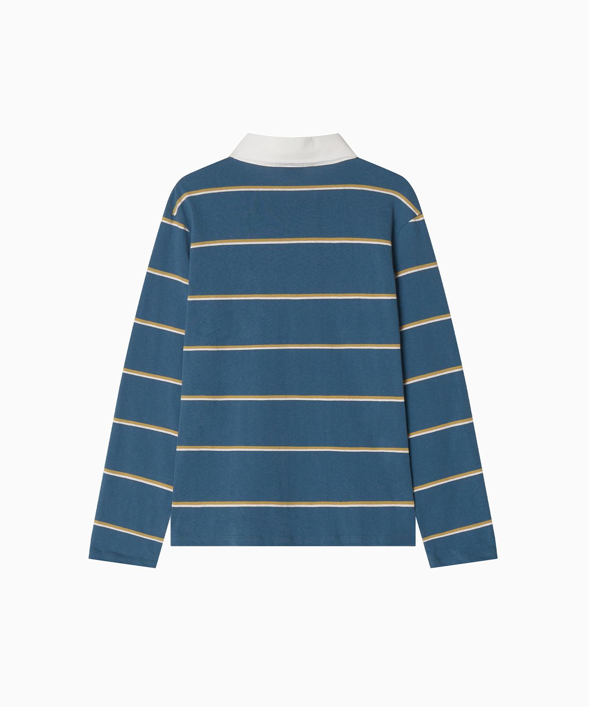 미나수(MENASOO) MNS Striped Cotton Collar T Shirt_Blue