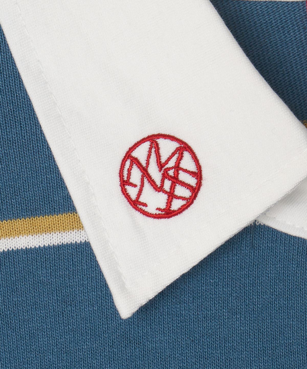 미나수(MENASOO) MNS Striped Cotton Collar T Shirt_Blue