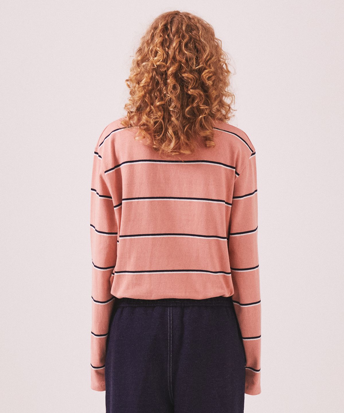 미나수(MENASOO) MNS Striped Cotton Collar T Shirt_Pink