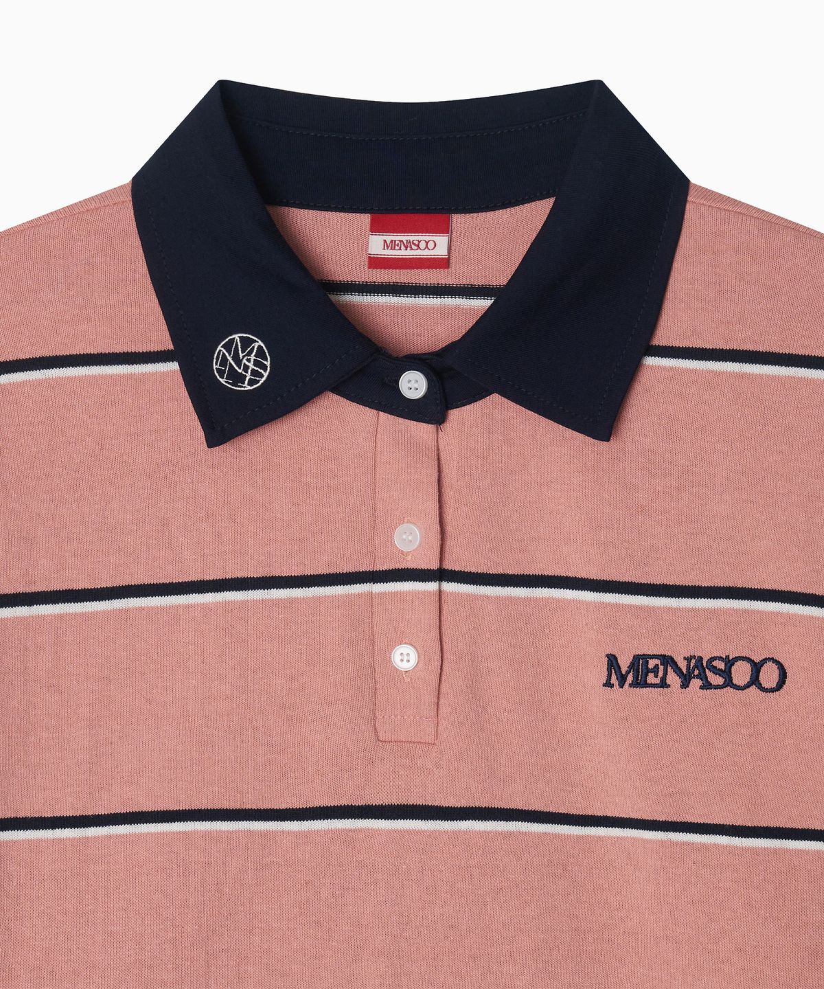 미나수(MENASOO) MNS Striped Cotton Collar T Shirt_Pink