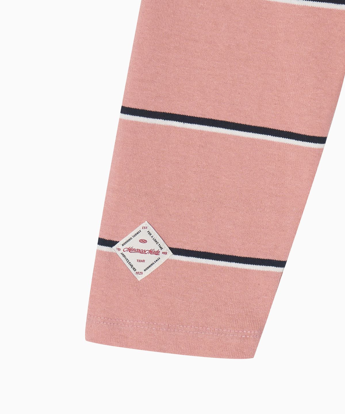 미나수(MENASOO) MNS Striped Cotton Collar T Shirt_Pink