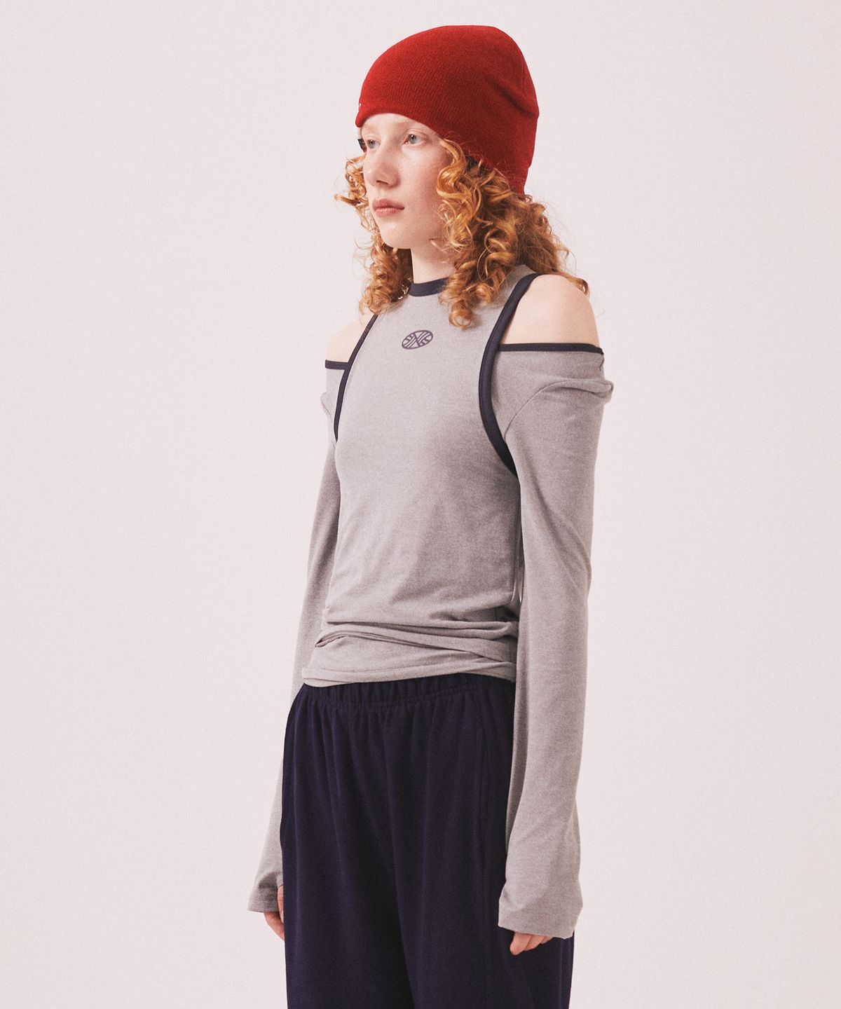 미나수(MENASOO) Stretch Layered T Shirt_Gray