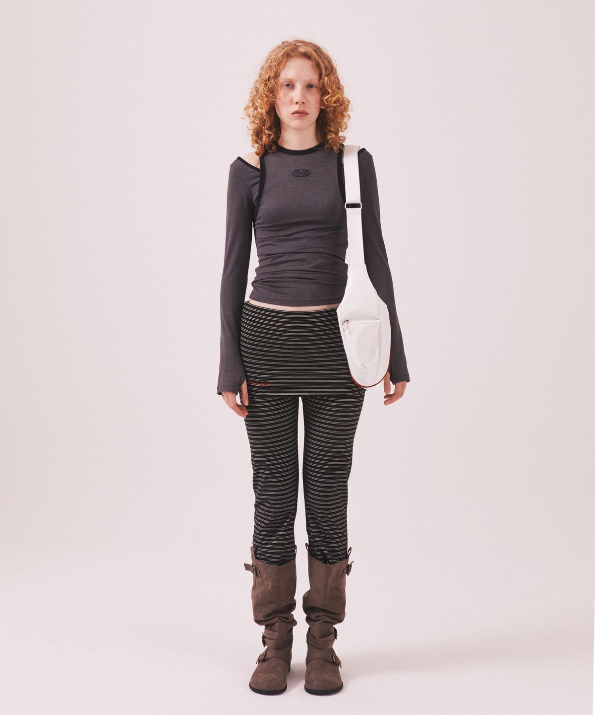 미나수(MENASOO) Stretch Layered T Shirt_Charcoal