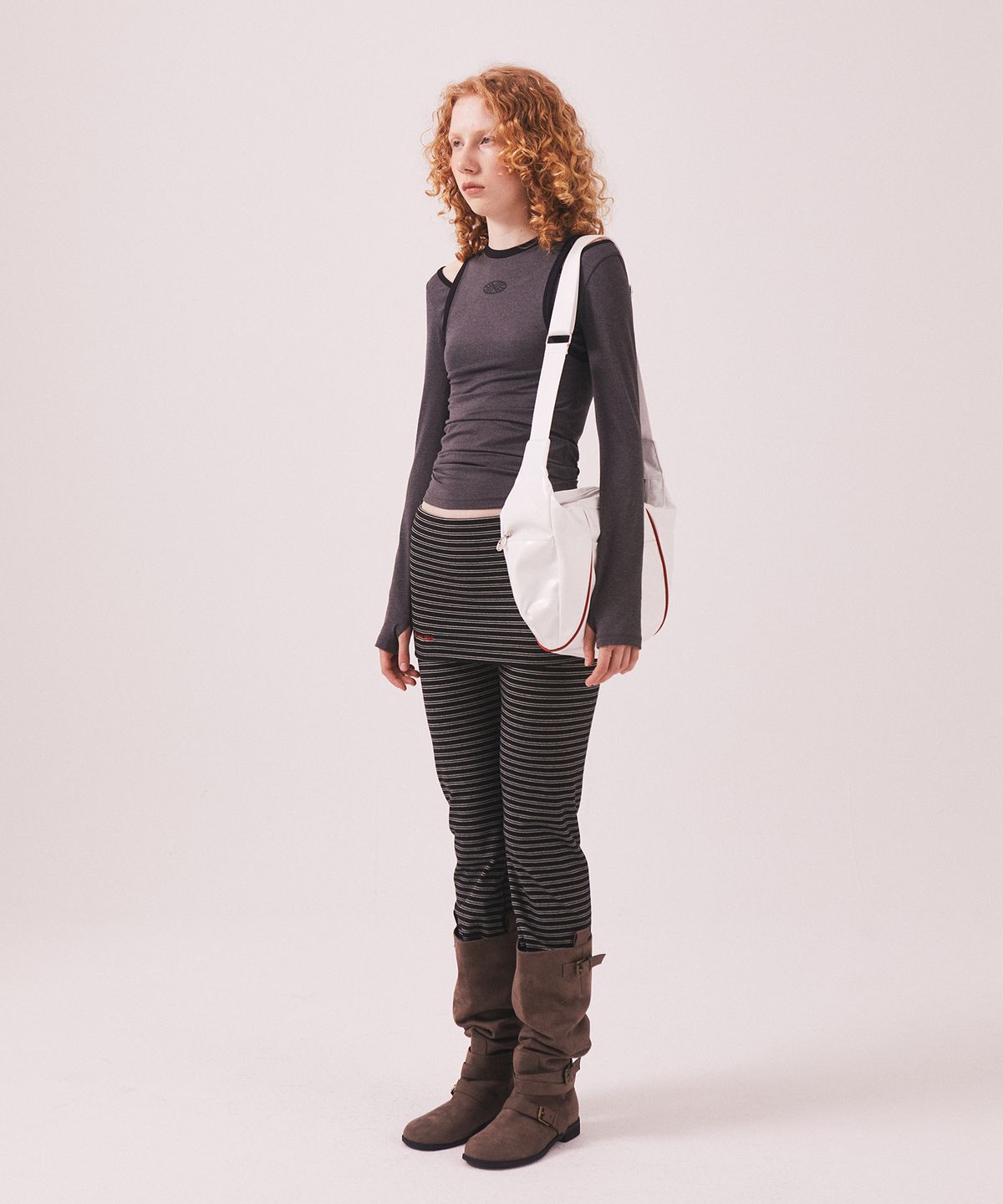 미나수(MENASOO) Stretch Layered T Shirt_Charcoal