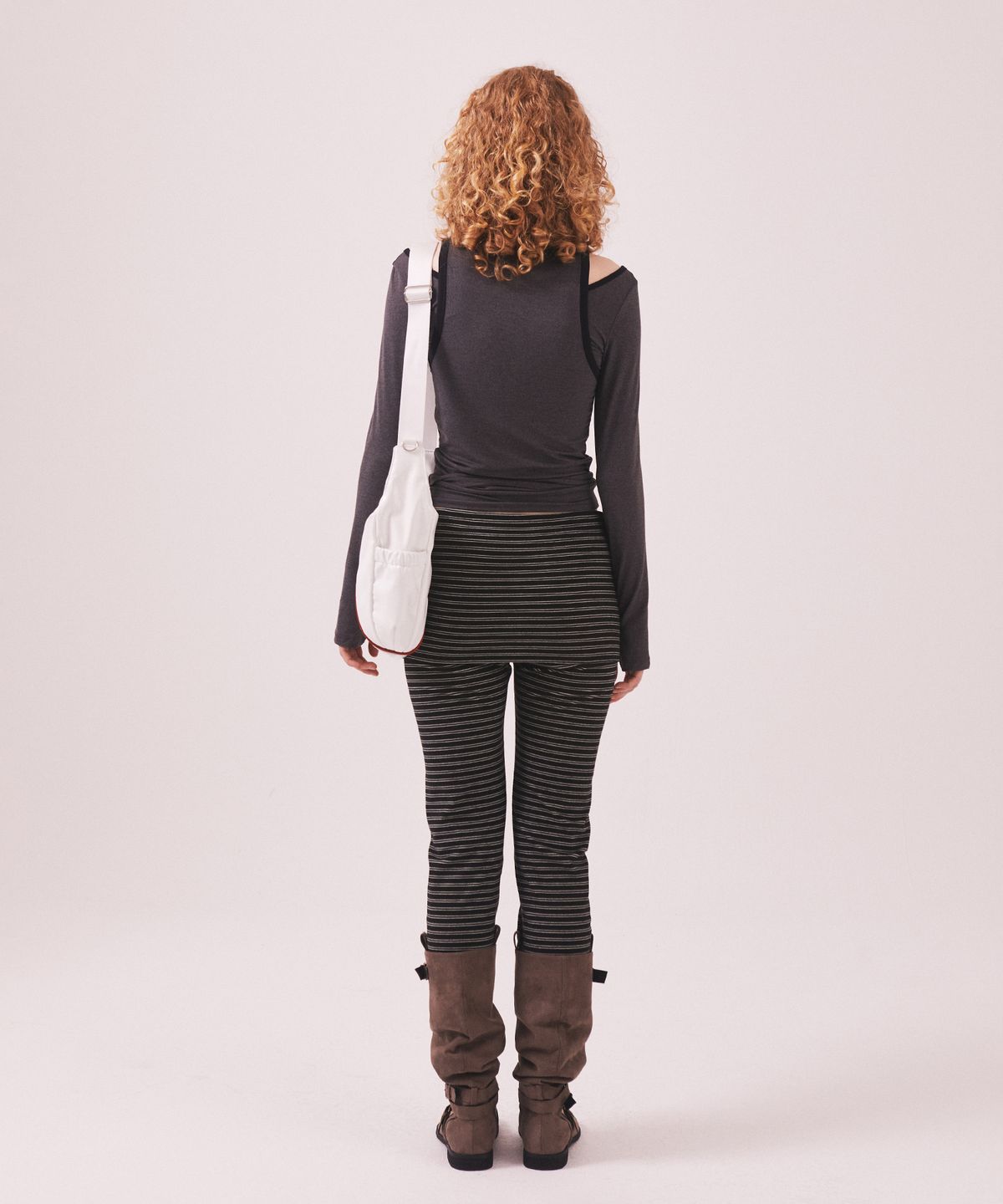 미나수(MENASOO) Stretch Layered T Shirt_Charcoal