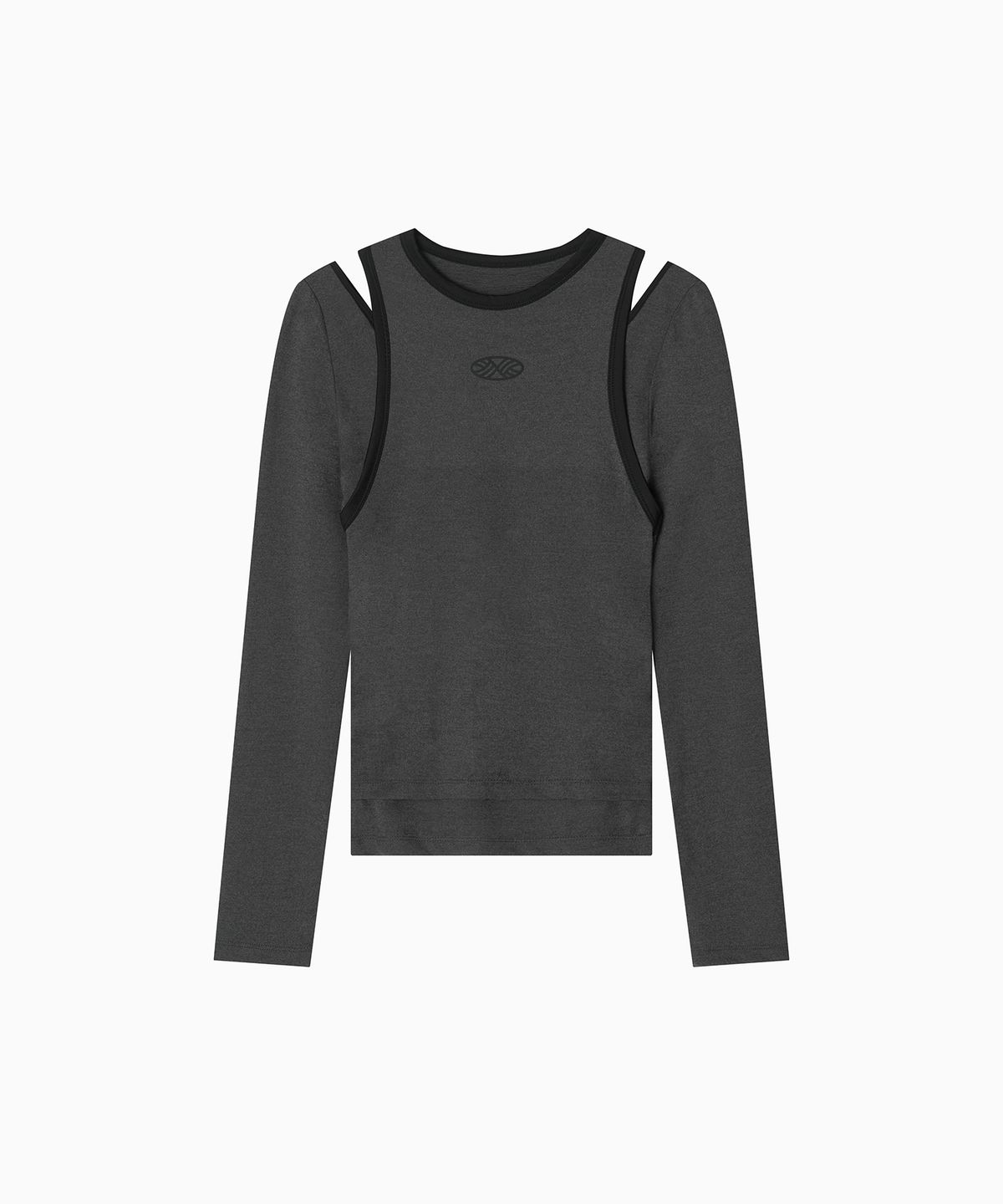 미나수(MENASOO) Stretch Layered T Shirt_Charcoal