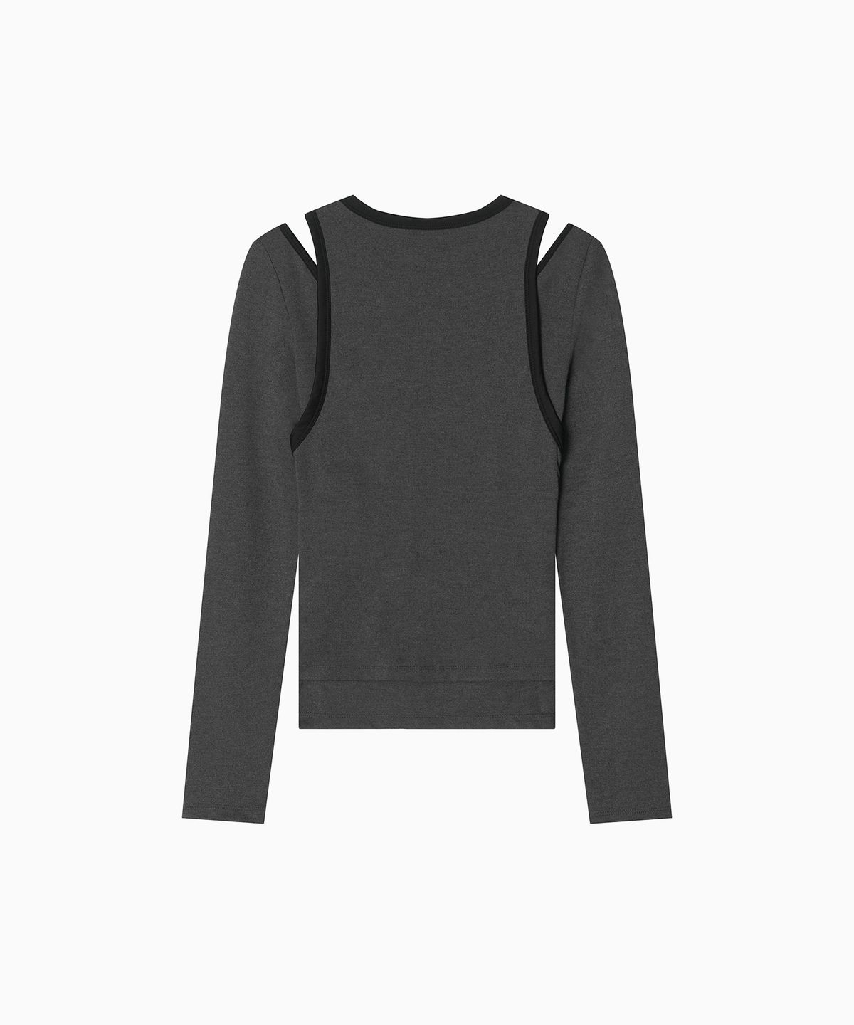 미나수(MENASOO) Stretch Layered T Shirt_Charcoal