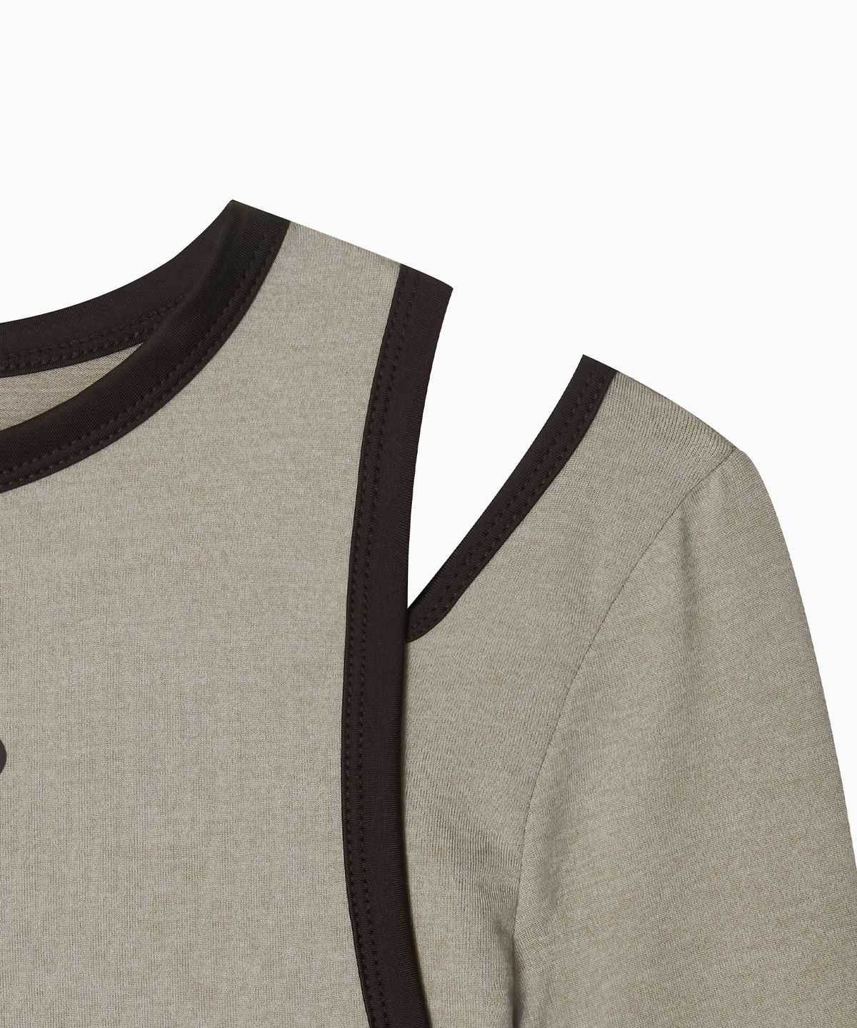 미나수(MENASOO) Stretch Layered T Shirt_Beige