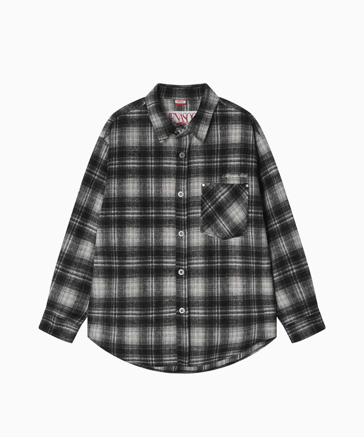 미나수(MENASOO) MNS Classic Check Oversized Shirt Jacket_Black