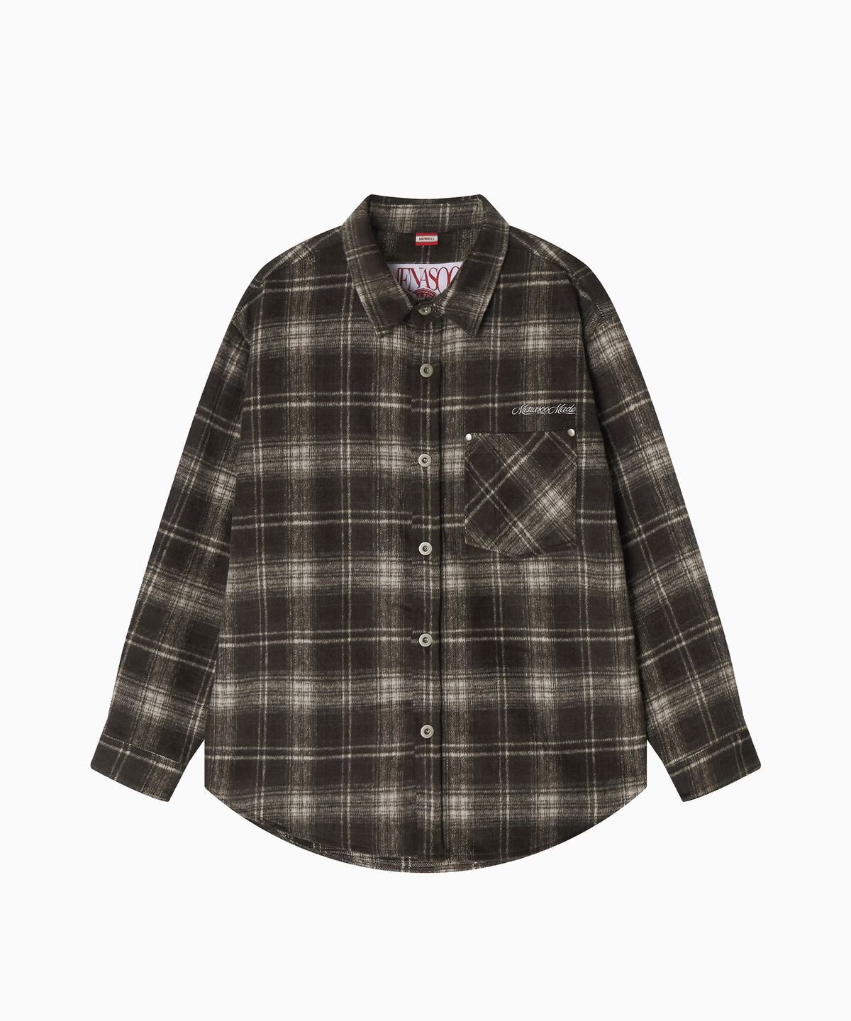 미나수(MENASOO) MNS Classic Check Oversized Shirt Jacket_Brown