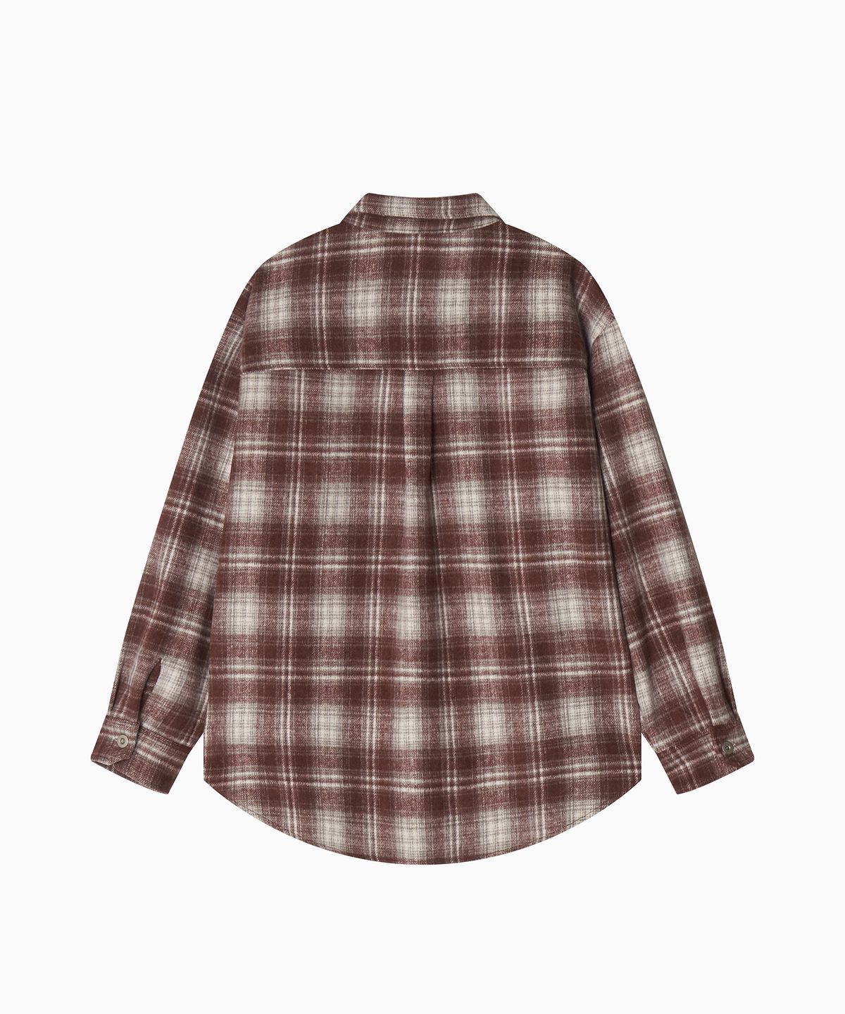 미나수(MENASOO) MNS Classic Check Oversized Shirt Jacket_Burgundy
