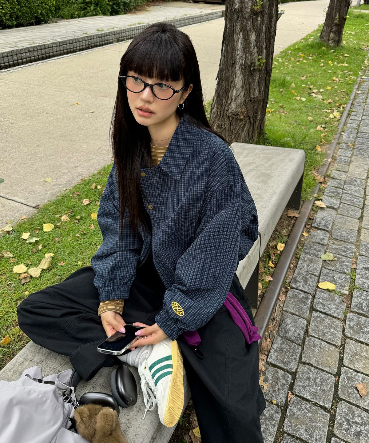 미나수(MENASOO) MNS Classic Check Jacket_Navy